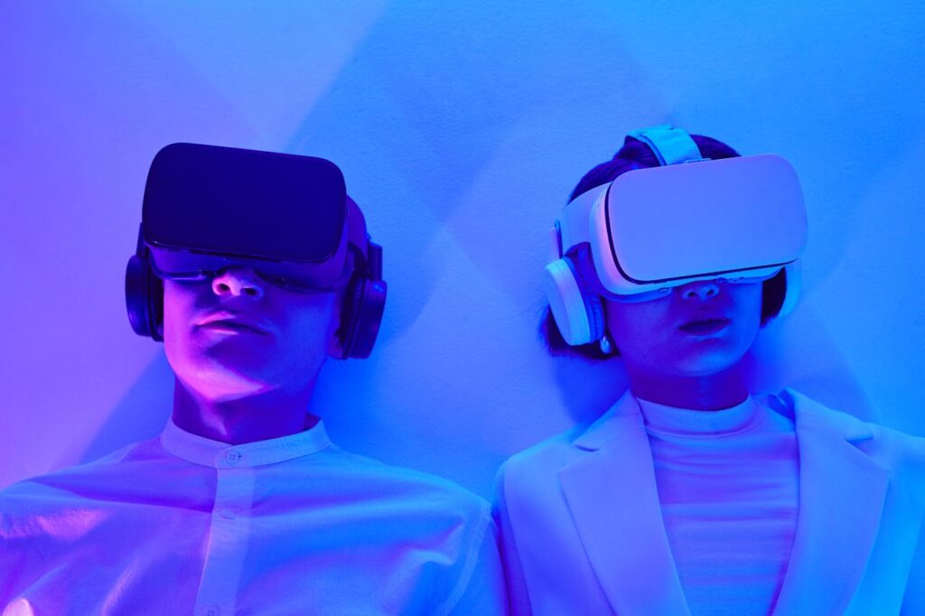 Close-Up Shot of Two People Playing VR Box